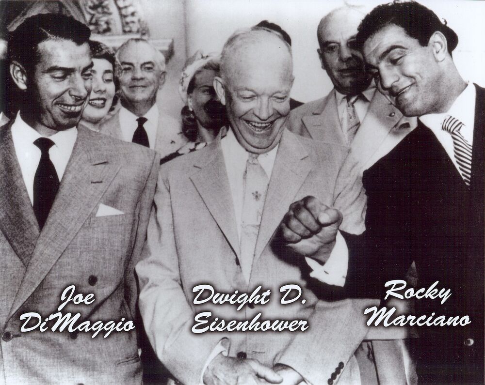 8x10 Photo Poster painting of Joe DiMaggio, President Dwight  Eisenhower and Rocky Marciano