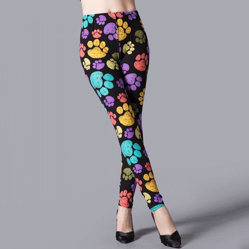 CUHAKCI Printed Leggings Women Workout Polyester High Waist Leggins Fitness Gym Activewear Pencil Pants