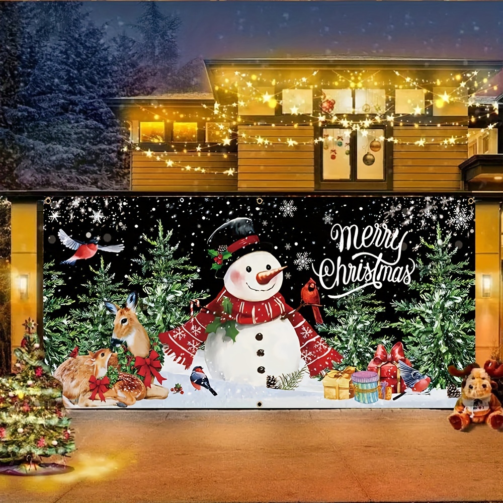 Tegooe Large Christmas Garage Door Banner Decoration with Snowman