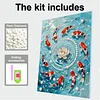 (30x40cm)DIY Pearl Painting Framed Lotus Fish Handmade Pearl Material Art Kit Living Room Decor