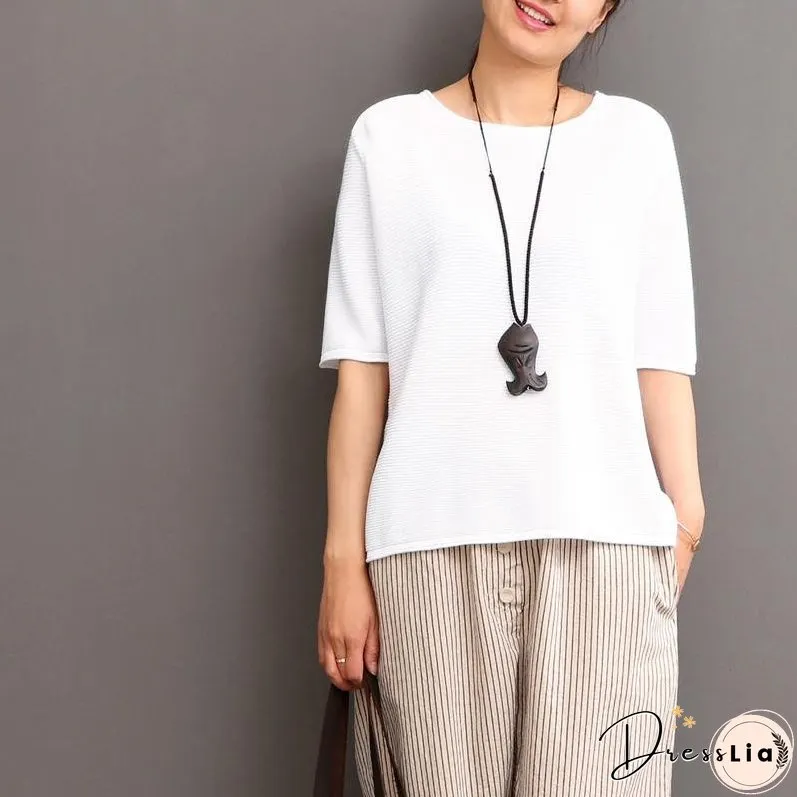 White linen top causal summer blouse women shirt