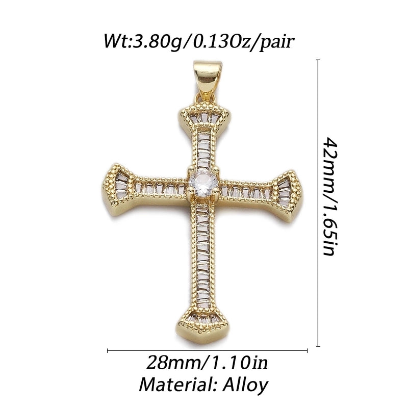 1 Piece Copper Zircon Cross Pendant