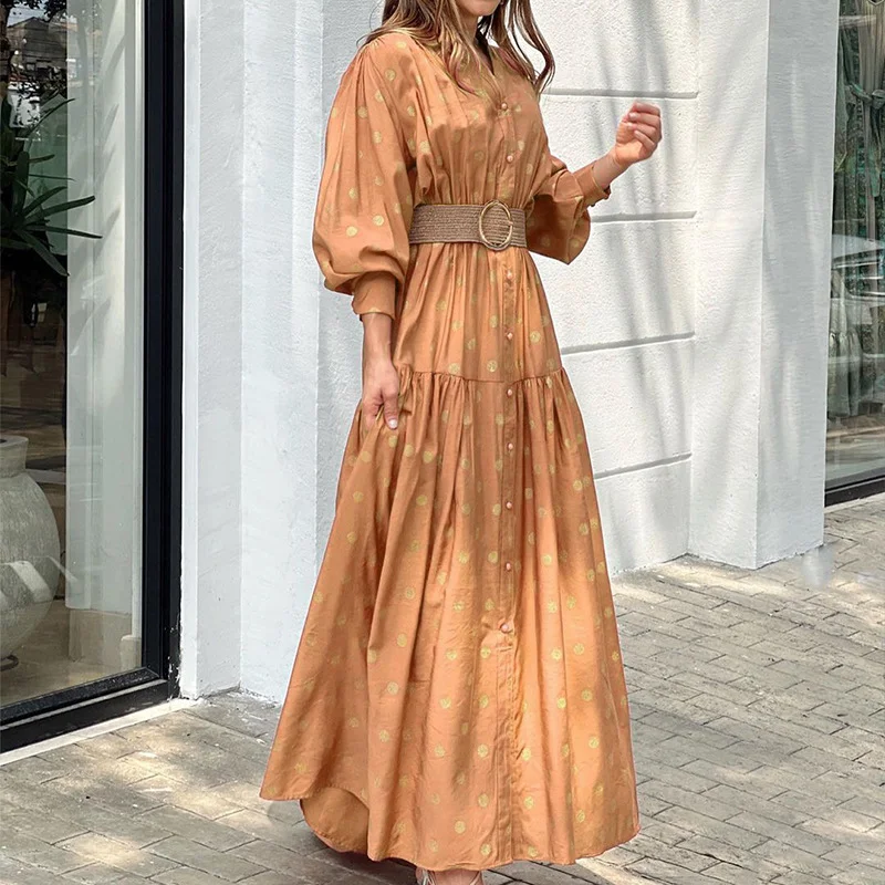 Toloer Toloer Spot 2024 Slim Loose Women's Polka Dot Print Long Dress-Outfit Ideas