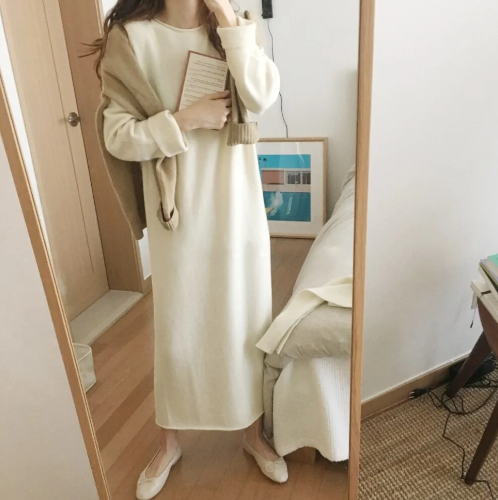 Autumn Warm Sweater Women Dress Winter Long Sweaters Knitted Dresses Long Loose Maxi Oversize Lady Dresses Bodycon Robe Vestidos