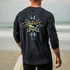 Men's Vintage Surfing Hawaii Graphic Print Crew Neck Long Sleeve T-Shirt by Inlyline