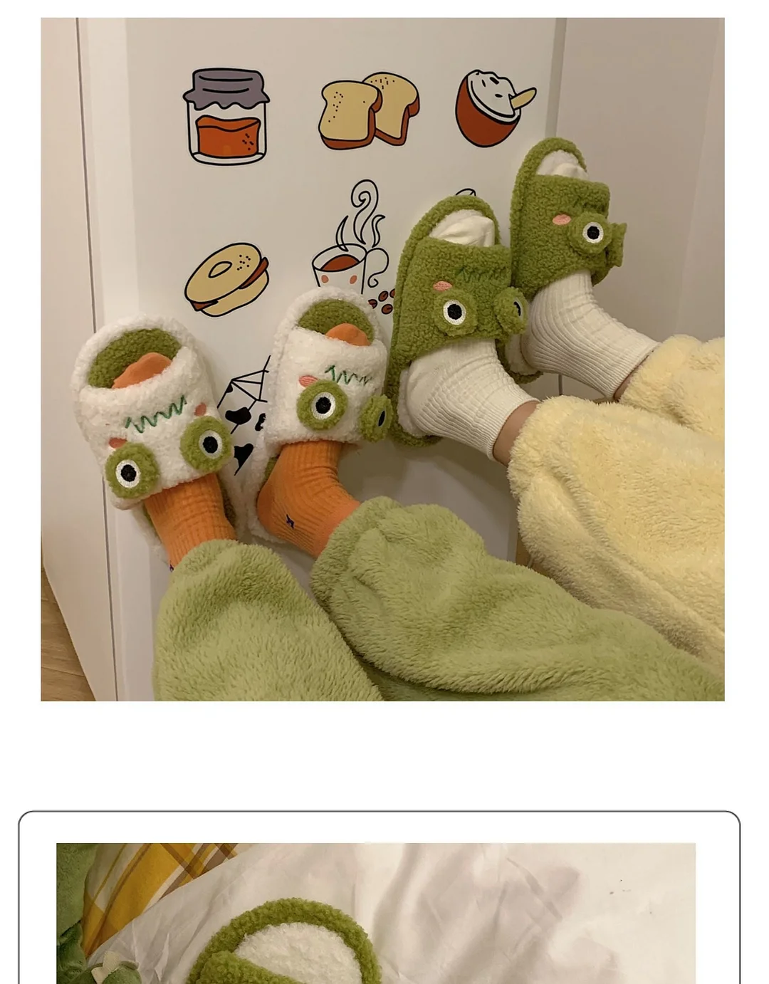 2022 Winter Women Slipper Indoor Home Antiskid Cotton Slippers Frog Cartoon Cute Soft Bottom Warm Open Toe Plush Slippers Man