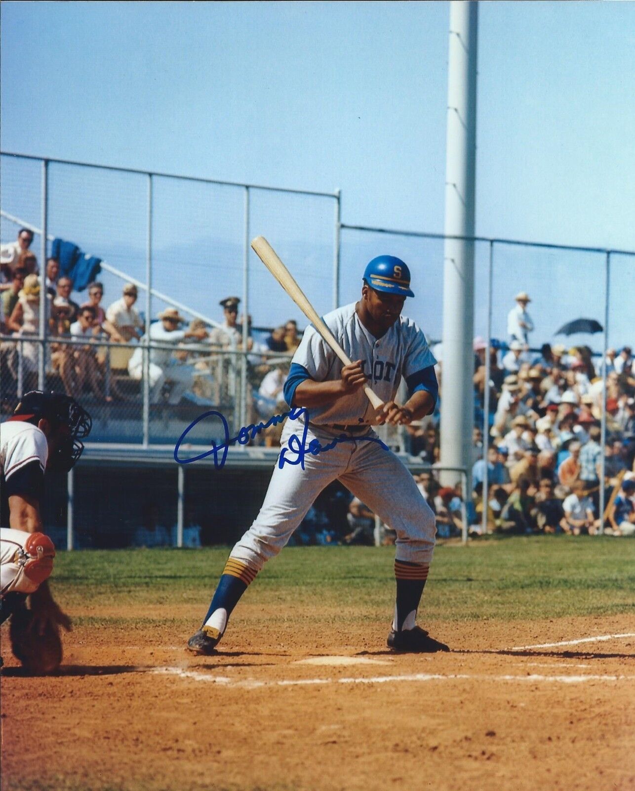 Signed 8x10 TOMMY DAVIS Seattle Pilots Autographed Photo Poster painting - COA