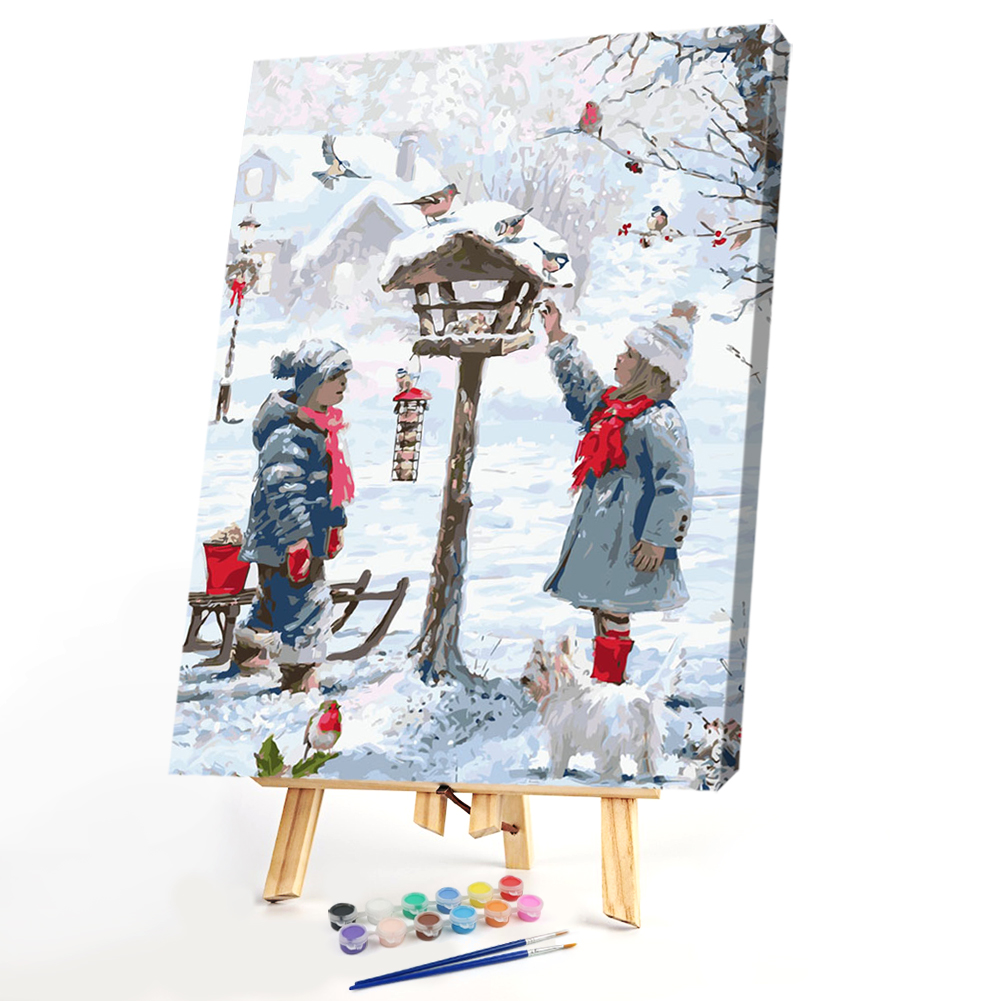 

40x50cm - Paint By Numbers Children in Snow, 501 Original