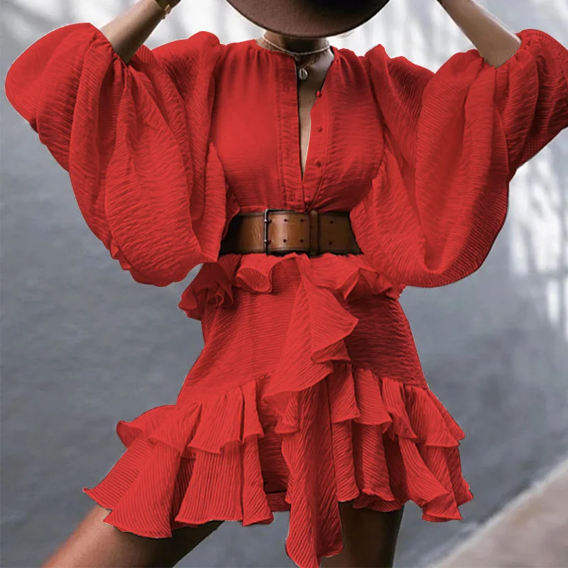 Woman Loose Ruffle Fashion Dress