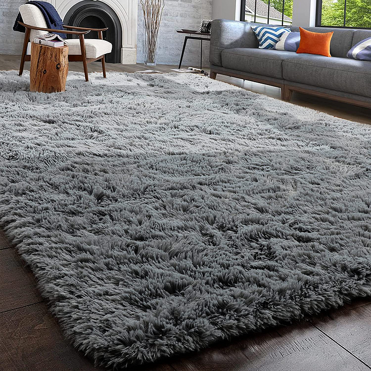 PAGISOFE Grey Fluffy Shag Area Rugs for Bedroom 5x7, Soft Fuzzy Shaggy Rugs for Living Room Carpet Nursery Floor Girls Dorm Room Rug 140x200