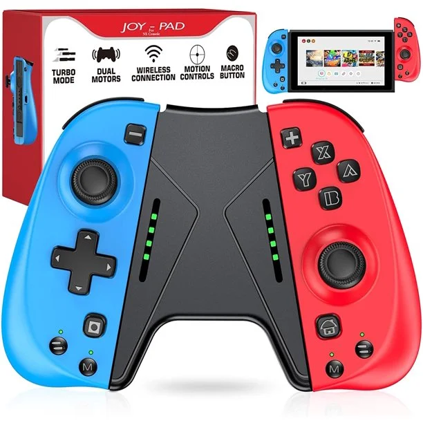 DinoFire Switch Joycon Controller with Nintendo, Switch Controller Joy Cons for Nintendo Switch/lite/OLED（Red & Blue）