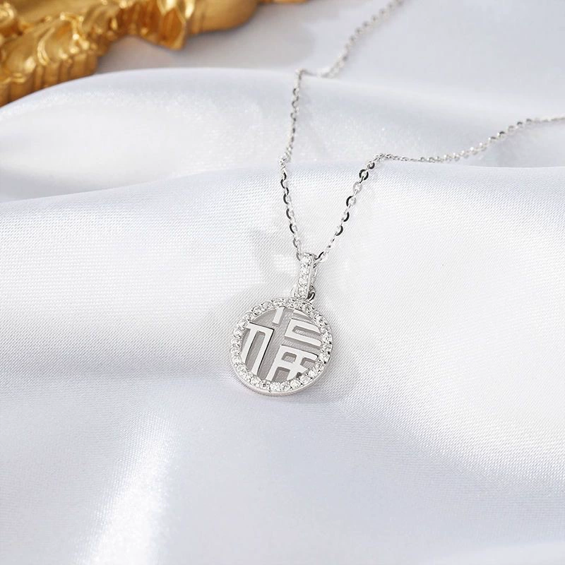 Skeleton Chinese &ldquo;Happiness&rdquo; gold plated necklace