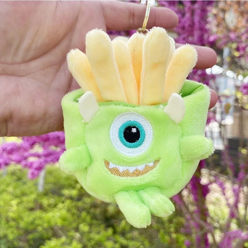 3 Pieces Cute Novelty Toast Hamburger Hot Dog Pp Cotton Plush Unisex Bag Pendant Keychain