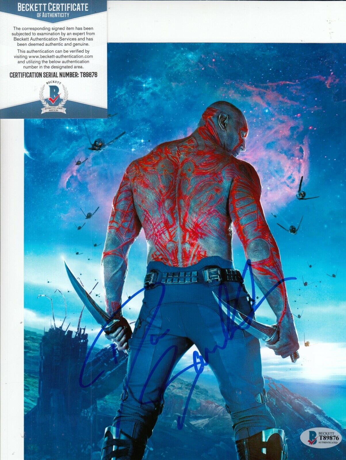 DAVE BAUTISTA signed (GUARDIANS OF THE GALAXY) DRAX 8X10 Avengers BECKETT T89876