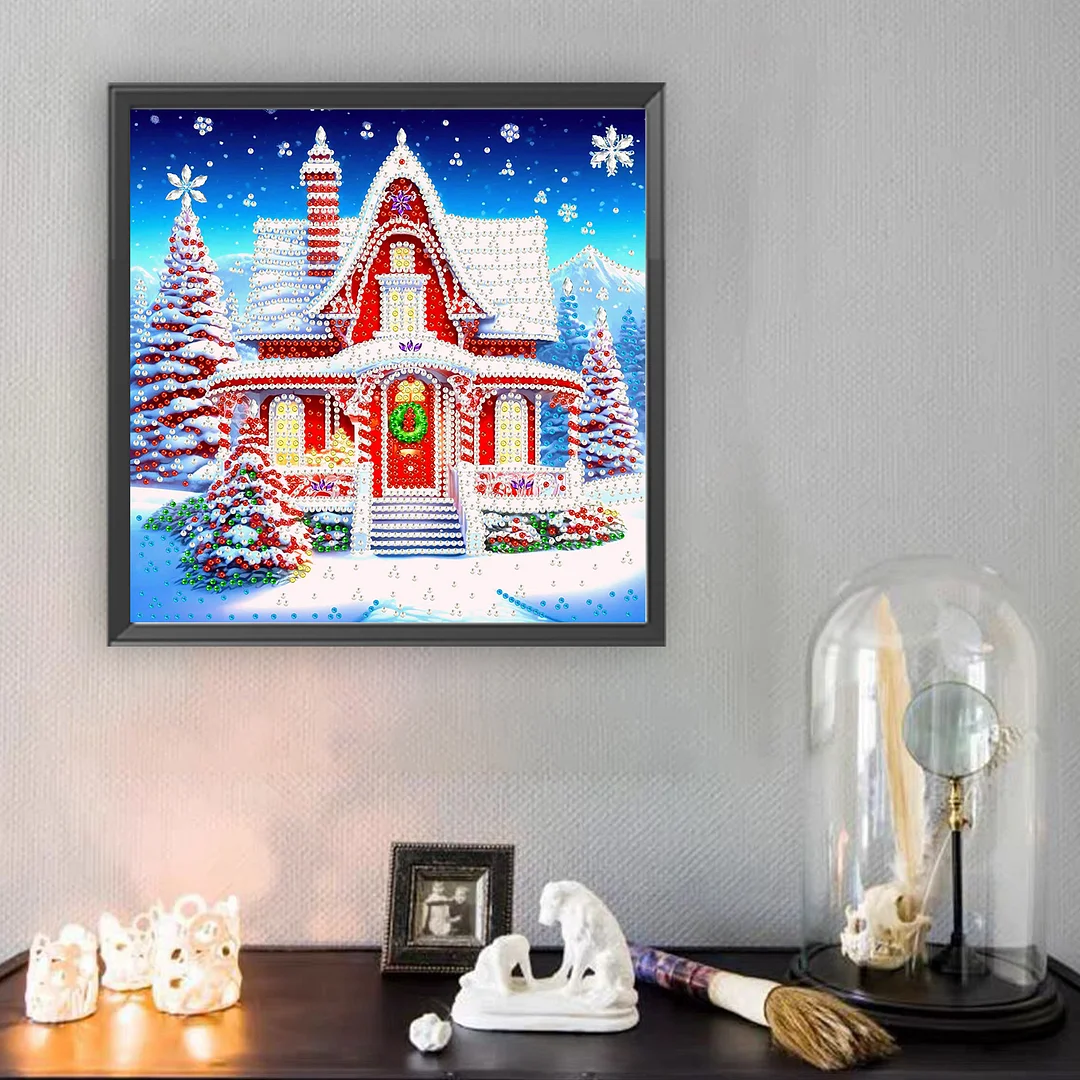 Christmas House - Diamond Painting - Partial Special Shaped Drill(Canvas|30*30cm)