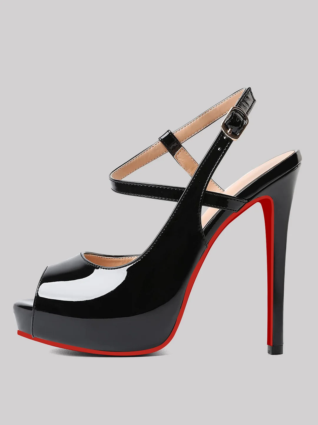 120mm Women's Stiletto High Heels Open Toe Sandals Red Bottom Platform So Jenlove Patent Shoes
