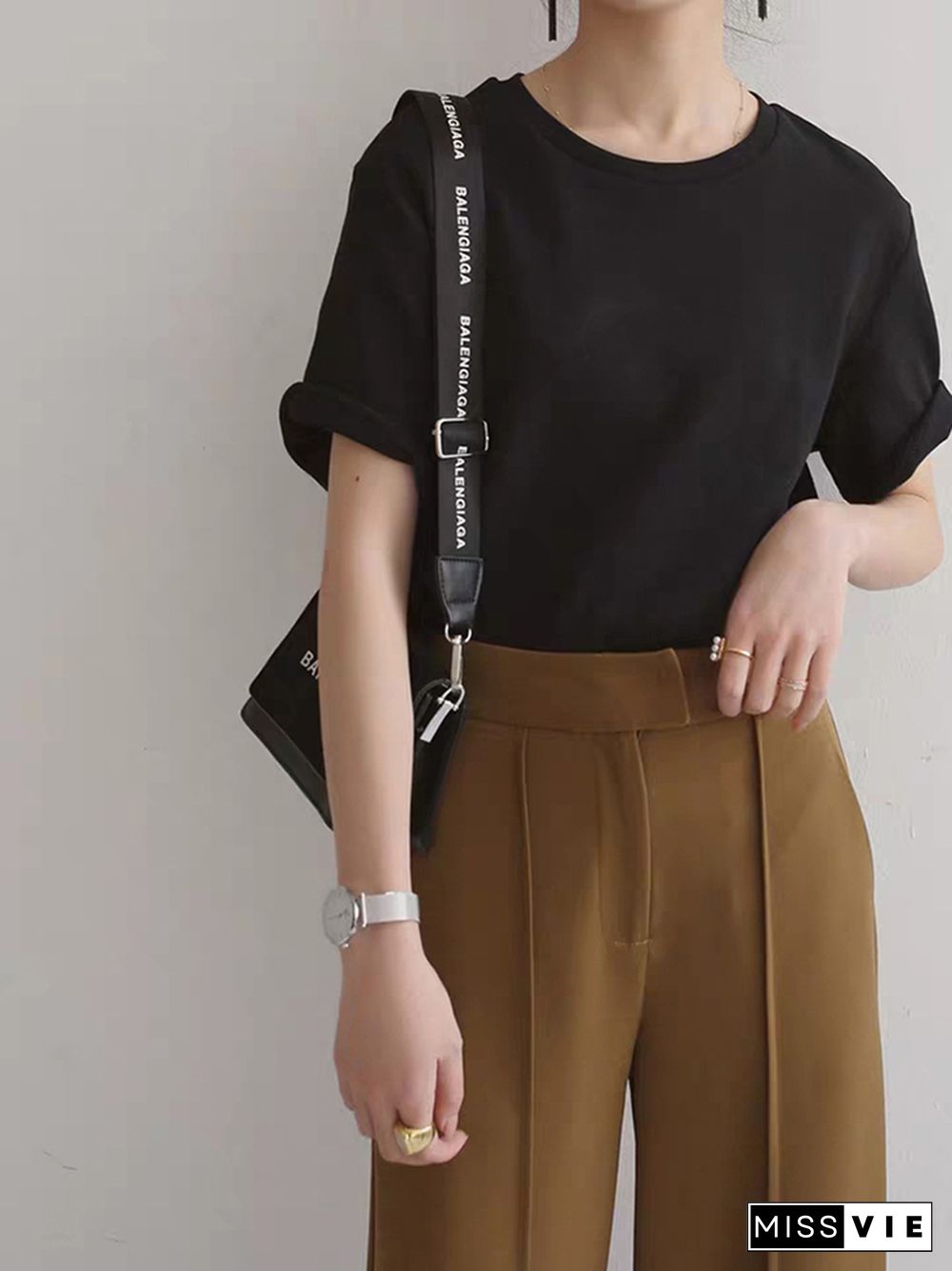 Basic Cotton T Shirt Women Summer New Solid Tees 7 Color Casual Loose Tshirt Korean O Neck Female Tops