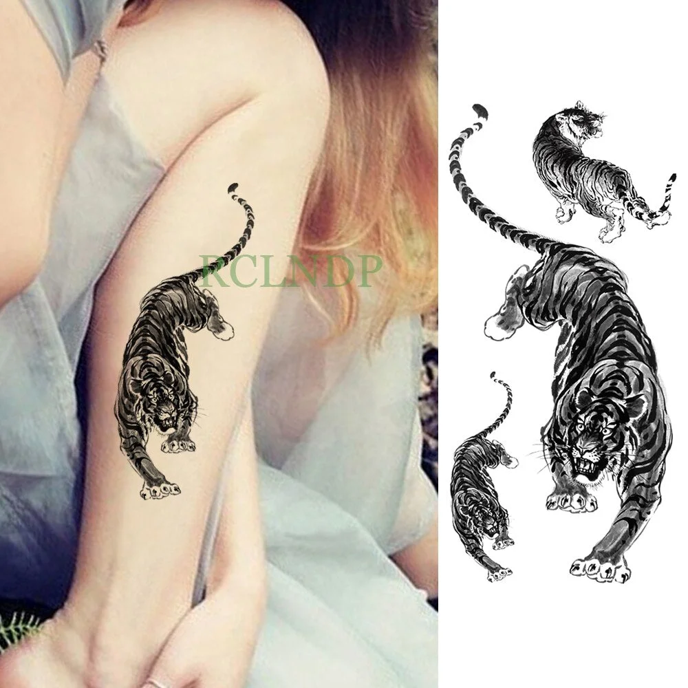 Waterproof Temporary Tattoo Sticker tiger animal Fake Tatto Flash Tatoo leg Arm hand foot tatouage for Men Girl Women lady