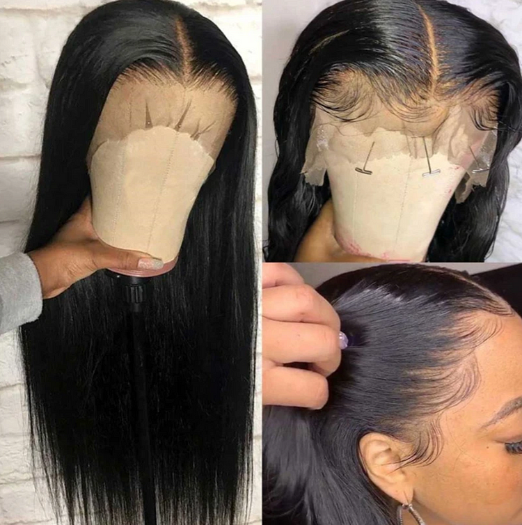 Lace Front Human Hair Wigs For Women Fake Scalp Brazilian Straight 360 Lace Frontal Wig