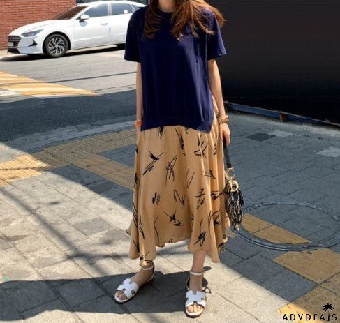 Casual Plus Size Female Stitching Printing Dress for Summer