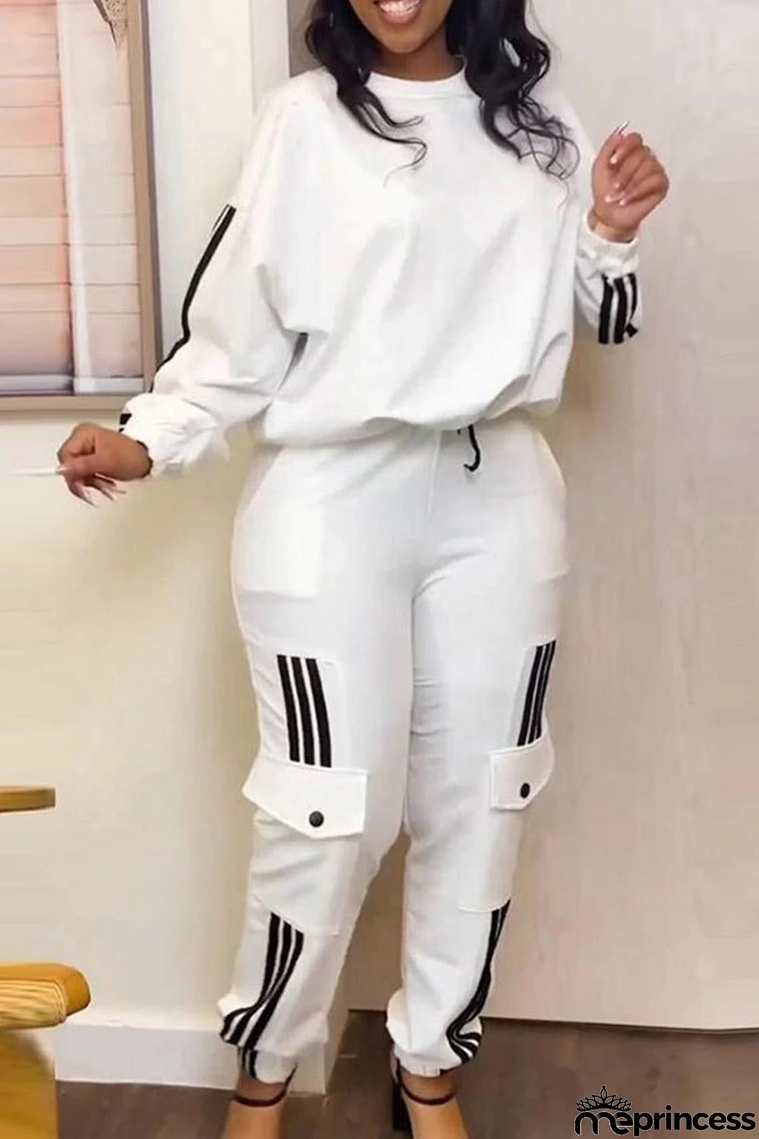 Striped Patchwork Pants Suits