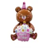 50PCS Cute Sitting Bear Birthday Cupcake Aluminum Film Balloons Party Decoration