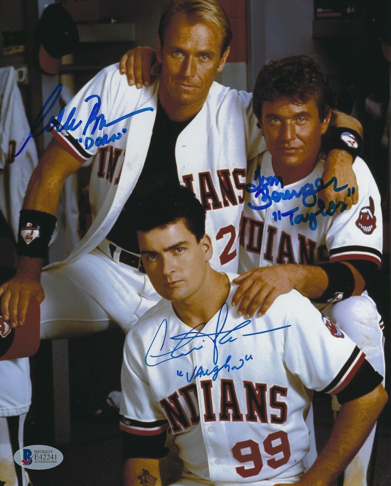 Charlie Sheen Corbin Bernsen Tom Berenger Signed Major League 8x10 Photo Poster painting BAS COA