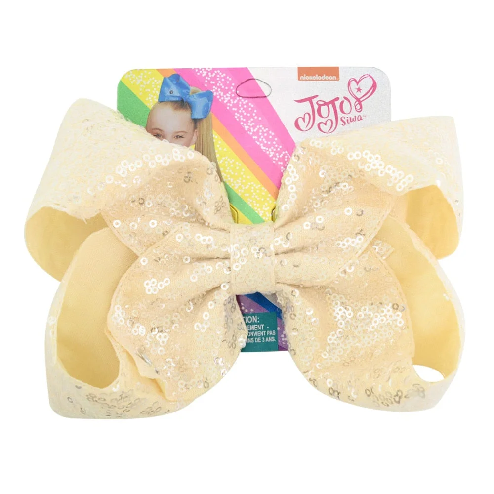 8" Sequin Rainbow JoJo siwa Bow With Hair Clip For Girls Kids Handmade Boutique Knot Jumbo Hair Bow Hairgrips Hair Accessories