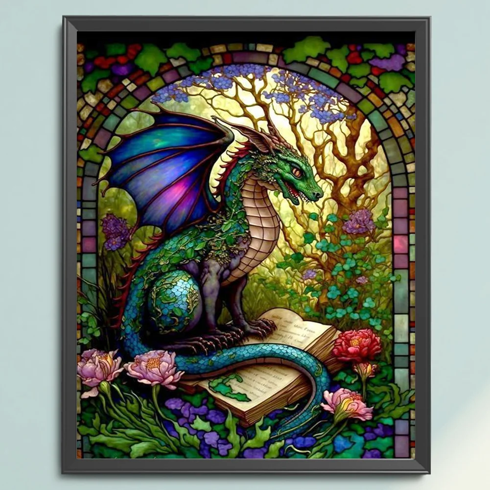 14CT Full Stamped Cross Stitch - Stained Glass Pterodactyl(Canvas|45*55cm)
