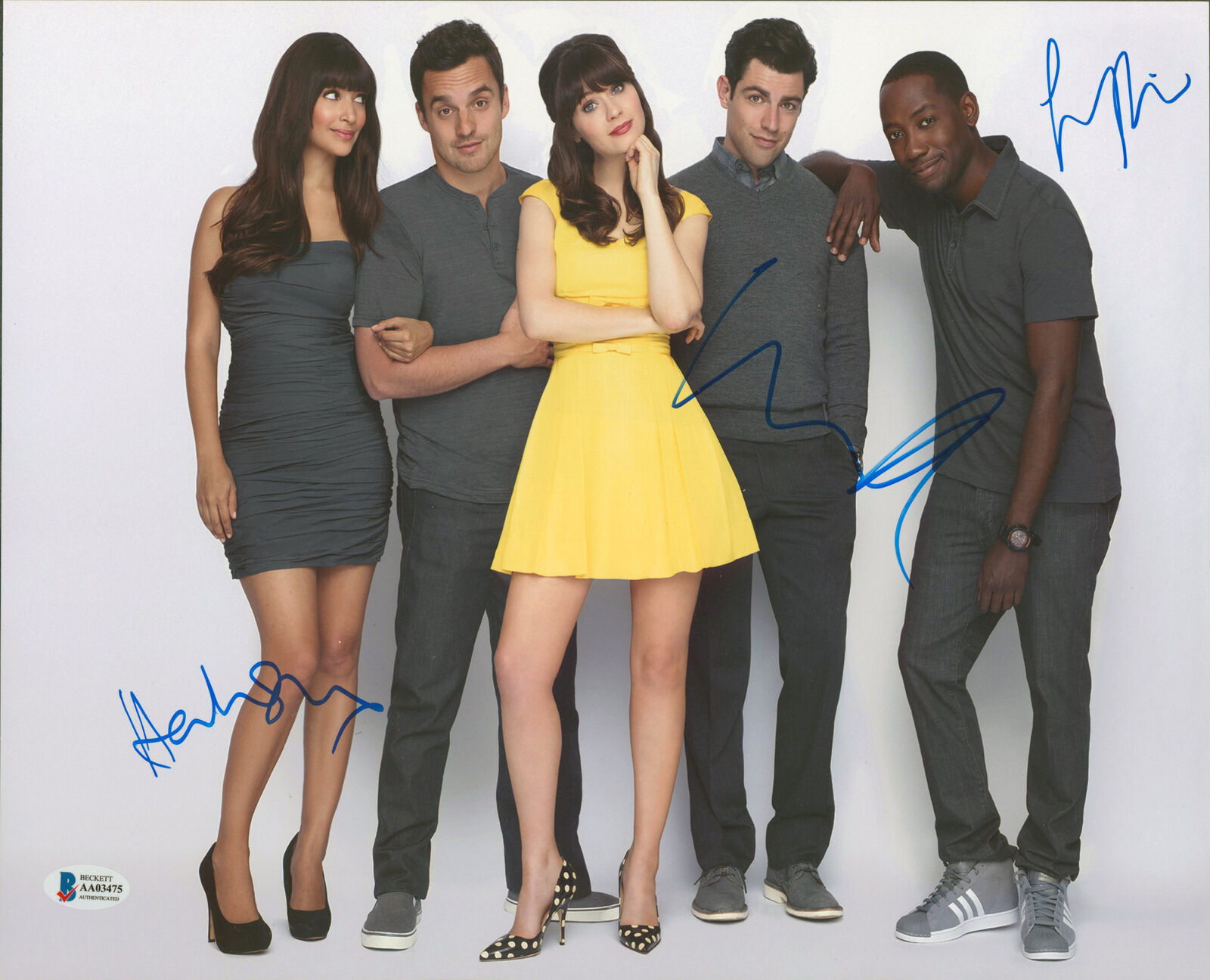 New Girl (3) Simone, Morris & Greenfield Signed 11x14 Photo Poster painting BAS #AA03475