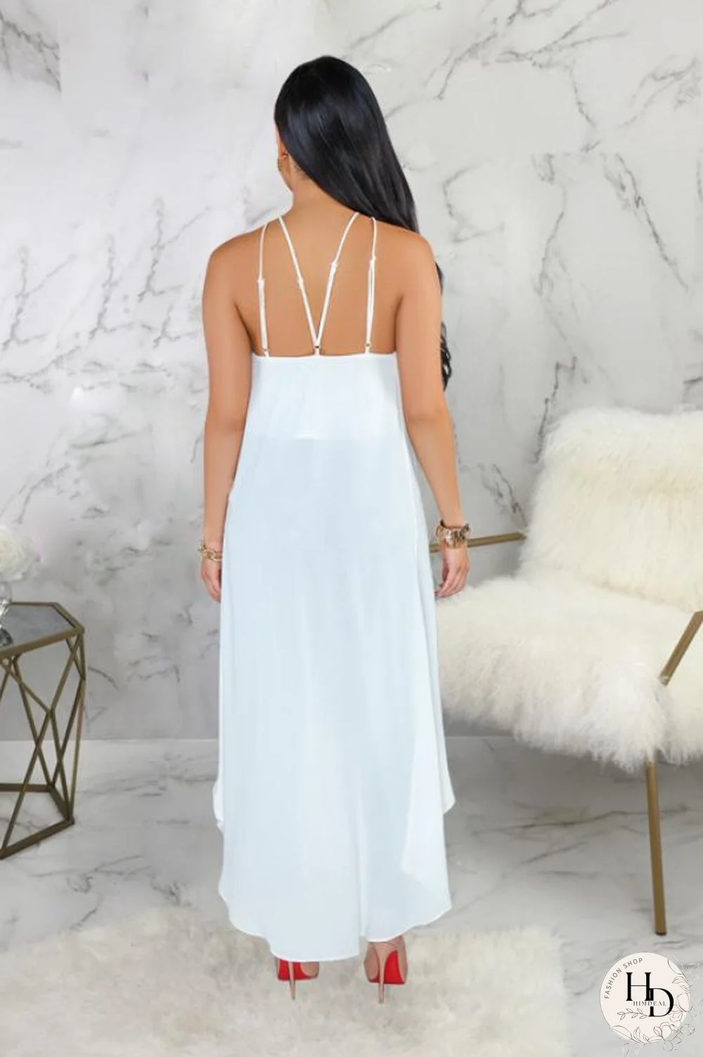 Red Polyester Sexy Fashion Tank Sleeveless O neck Asymmetrical Ankle-Length Patchwork Solid asymmetrical