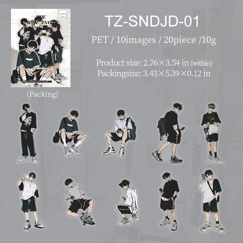 PET Sticker - The Fluttering of A Young Man Series Vintage Character 