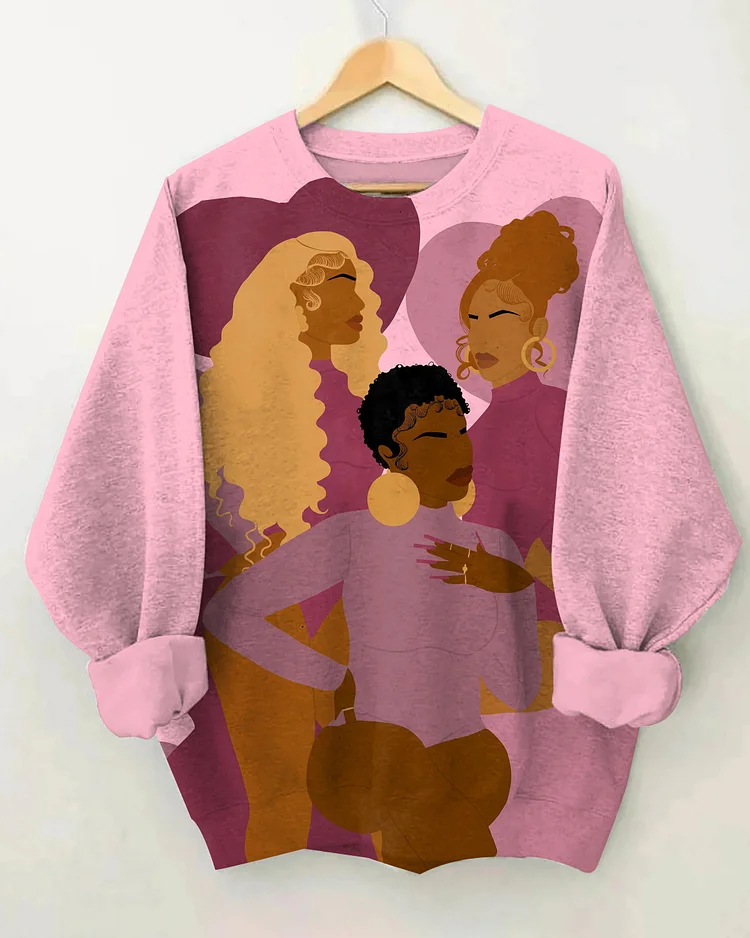 Beautiful Brown Baby Girl Crewneck Long Sleeve Sweatshirt