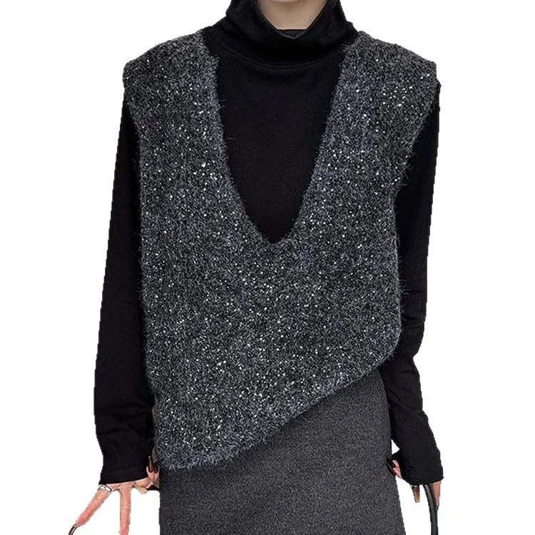 Athvotar Athvotar Retro Striped Big V-Neck Knitted Vest Vest Sweater Woman In Autumn 2025 Overlay Cloth