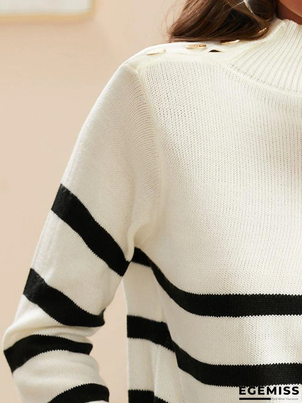 Casual Long Sleeve Striped Sweater | EGEMISS