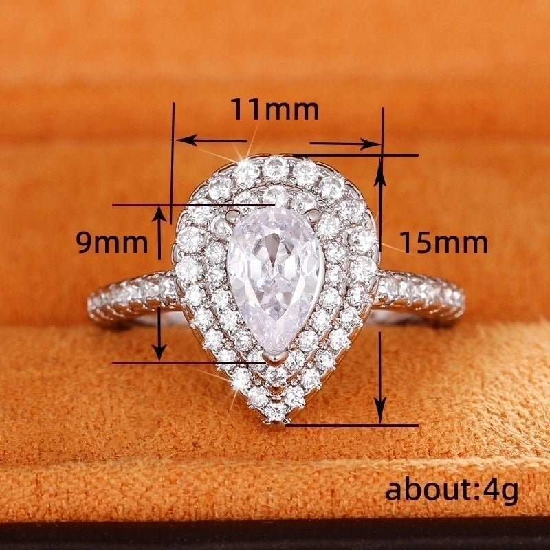 Ig Style Shiny Water Droplets Copper Inlay Zircon Rings