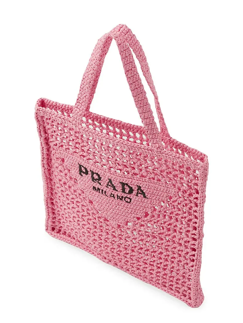Prada Raffia Tote Bag pink