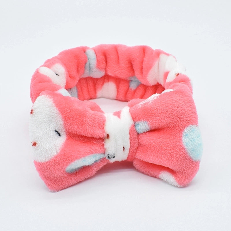 Fashion Stripe Polka Dots Flannel Bowknot Hair Band 1 Piece