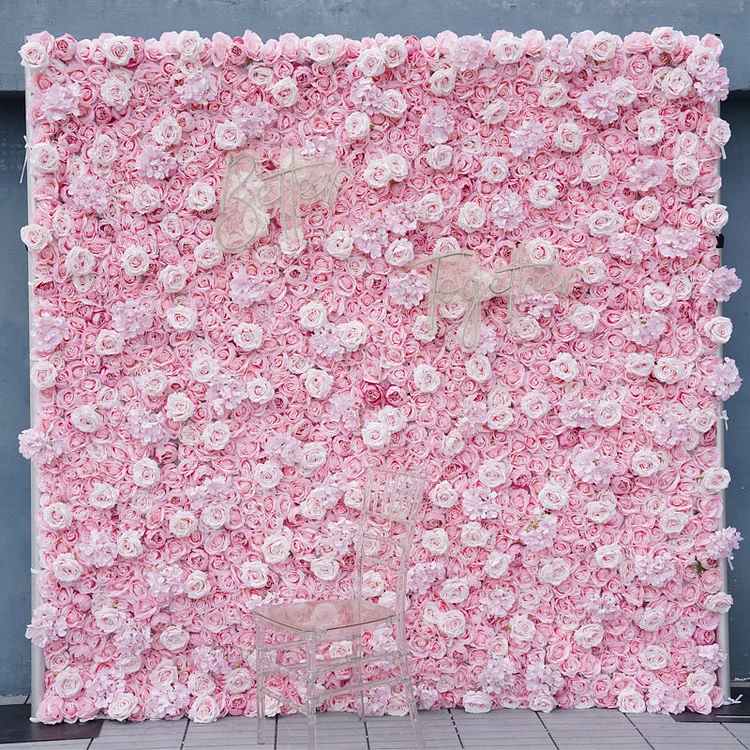 A7826 Pink Rose Peony Flower Rolling Up Cloth Curtain Flower Wall