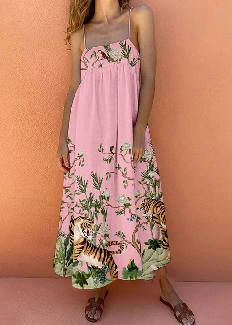 Jungle Tiger Print Suspender Dress