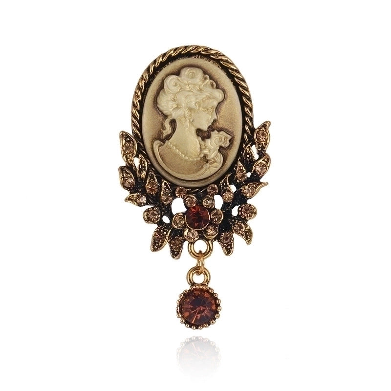 Retro Pin Portrait Alloy Plating Rhinestones Women’S Brooches