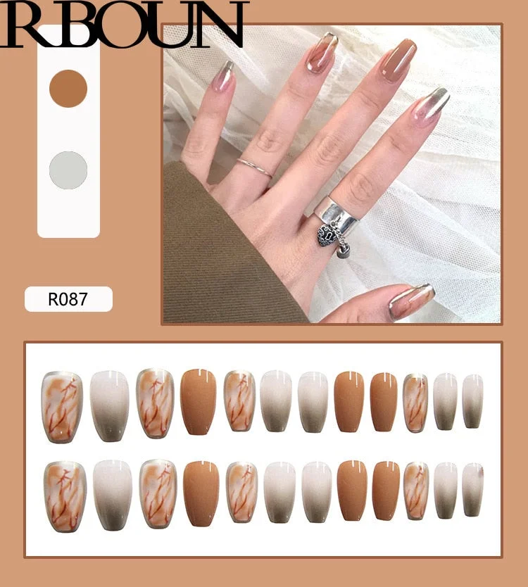 French Nails Art Tips Fake Nail Press on False with Glue Designs Set Full Cover Artificial Box Short Display Kiss Stick Square-Nail Inspo