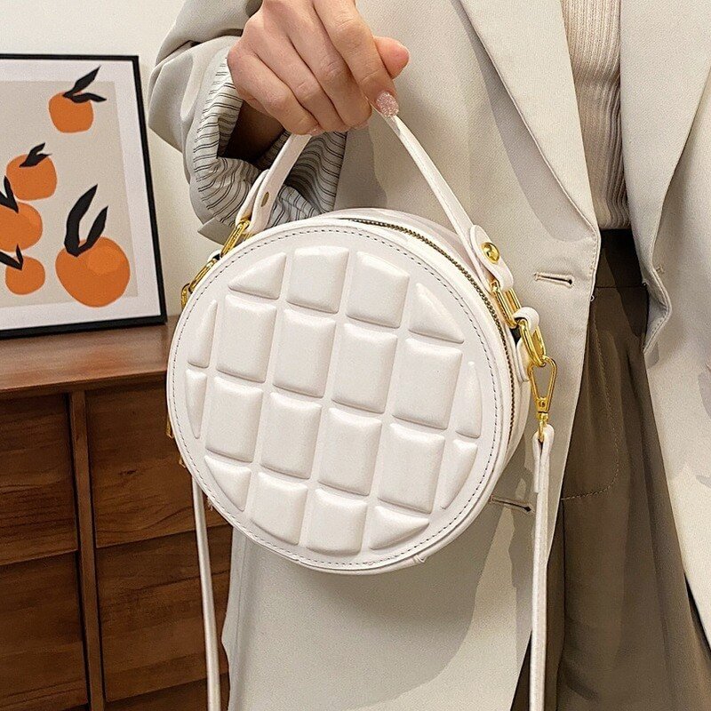 Women Shoulder Bags Rhombus Chocolate Round Cake Handbag Female Wallet 2022 New Korean Fashion Messenger Waist Bag US Mall Lifes