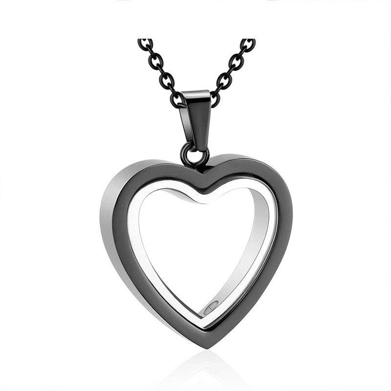 Minimalist Heart Shape 304 Stainless Steel Glass Locket Necklace