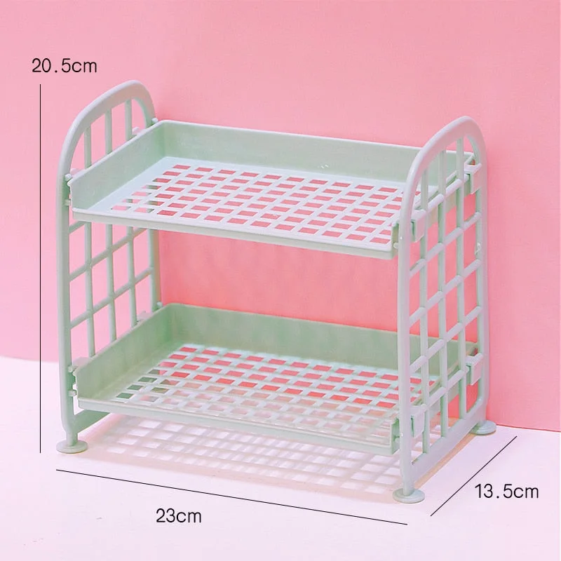 W&G Cosmetic Storage Rack Organizer Shelf Student Office Bathroom Kitchen Rack Dormitory Desktop Cute Storage Box Organizer Ins