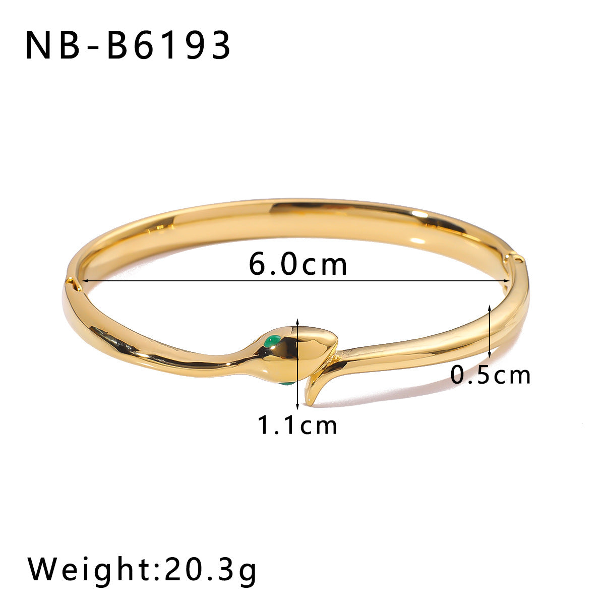 Snake-Shaped Diamond-Encrusted Cast Open Titanium Steel Bracelet Niche Design Stainless Steel 18K Gold-Plated Bracelet