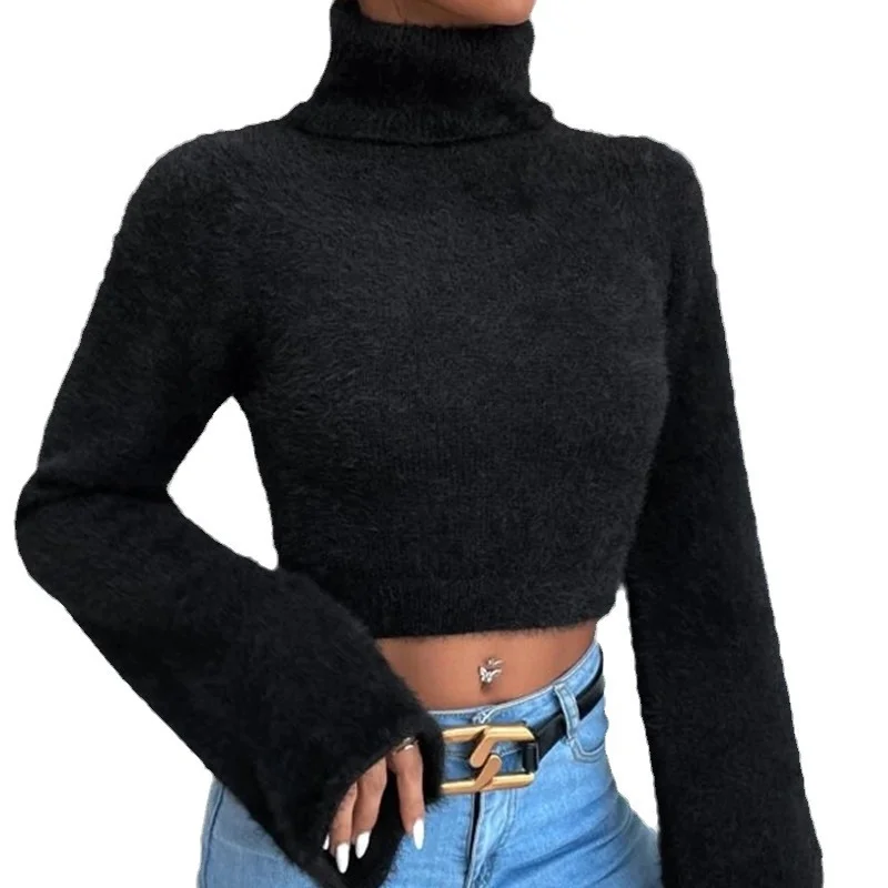 Athvotar Athvotar And Winter New High-Collar Short-Term Navel Uffin Sweater