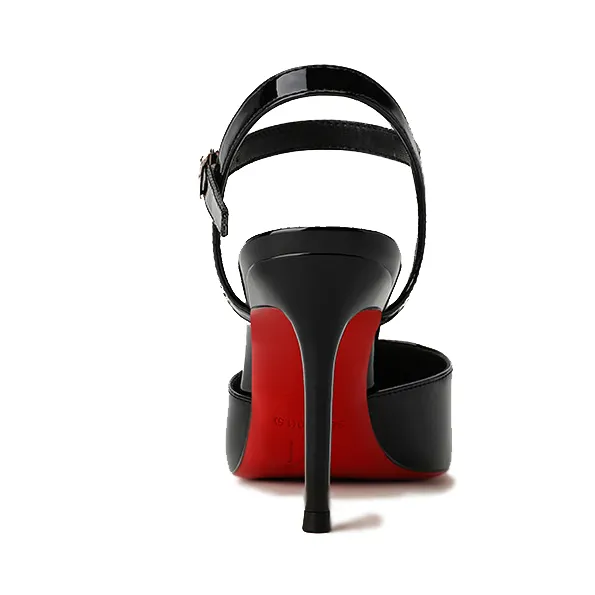 60mm/80mm Women's Kitten Heels Pumps Pointed Toe Slingback Red Bottoms Sandals-vocosishoes