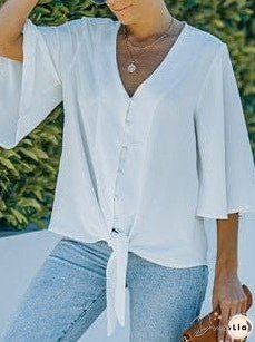 Feifei Floral Chiffon Printed Round Neck Shirt For Women