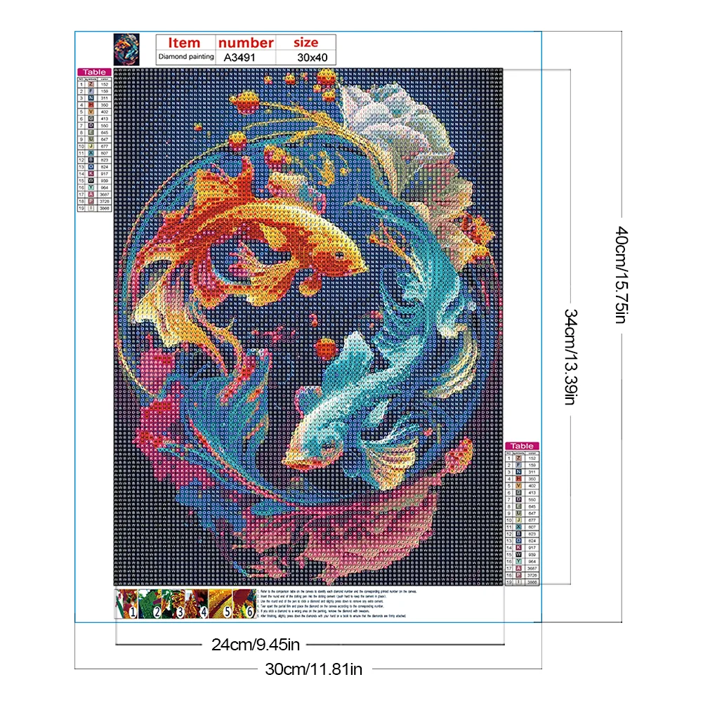 Diamond Painting - Full Round Drill - Yin Yang Fish(Canvas|30*40cm)